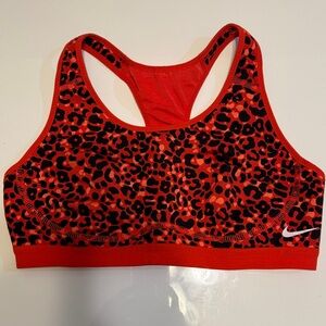 Nike Women's Bold Red and Black Leopard Sports Bra